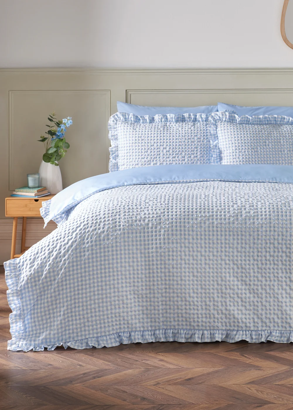 Blue Gingham Duvet Set - Single Image 1