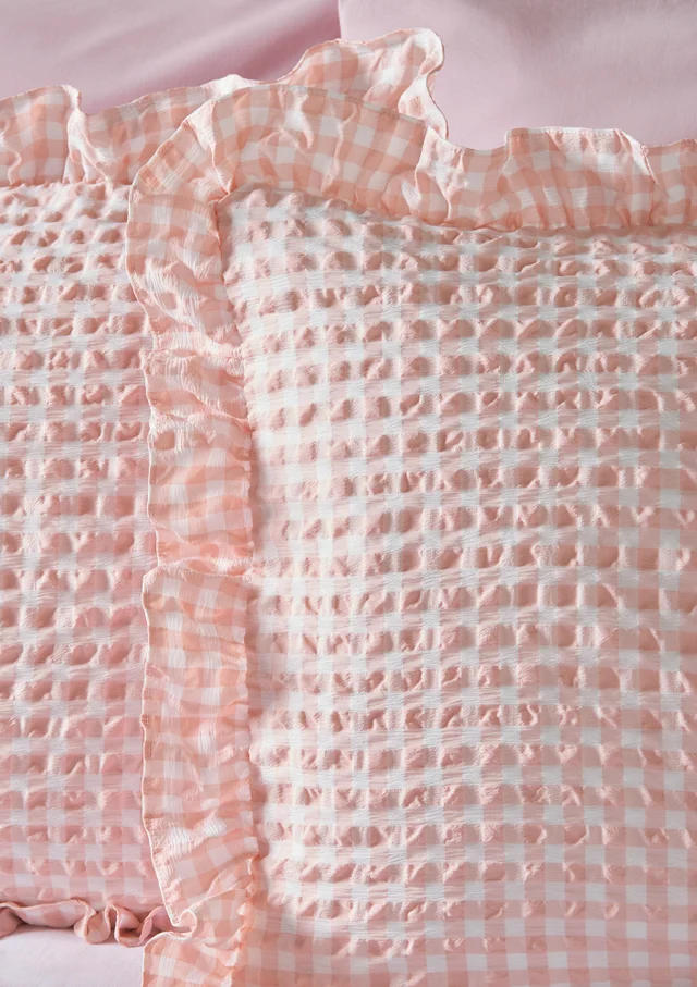 Pink Gingham Duvet Set