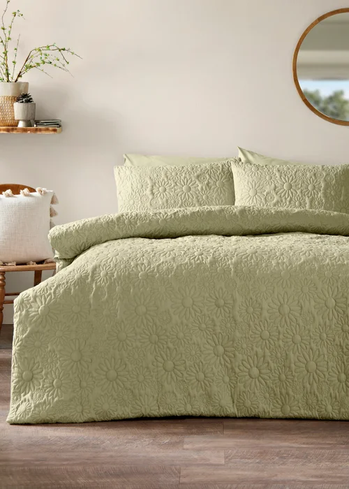 Green Flower Pinsonic Duvet Set - Single Image 1