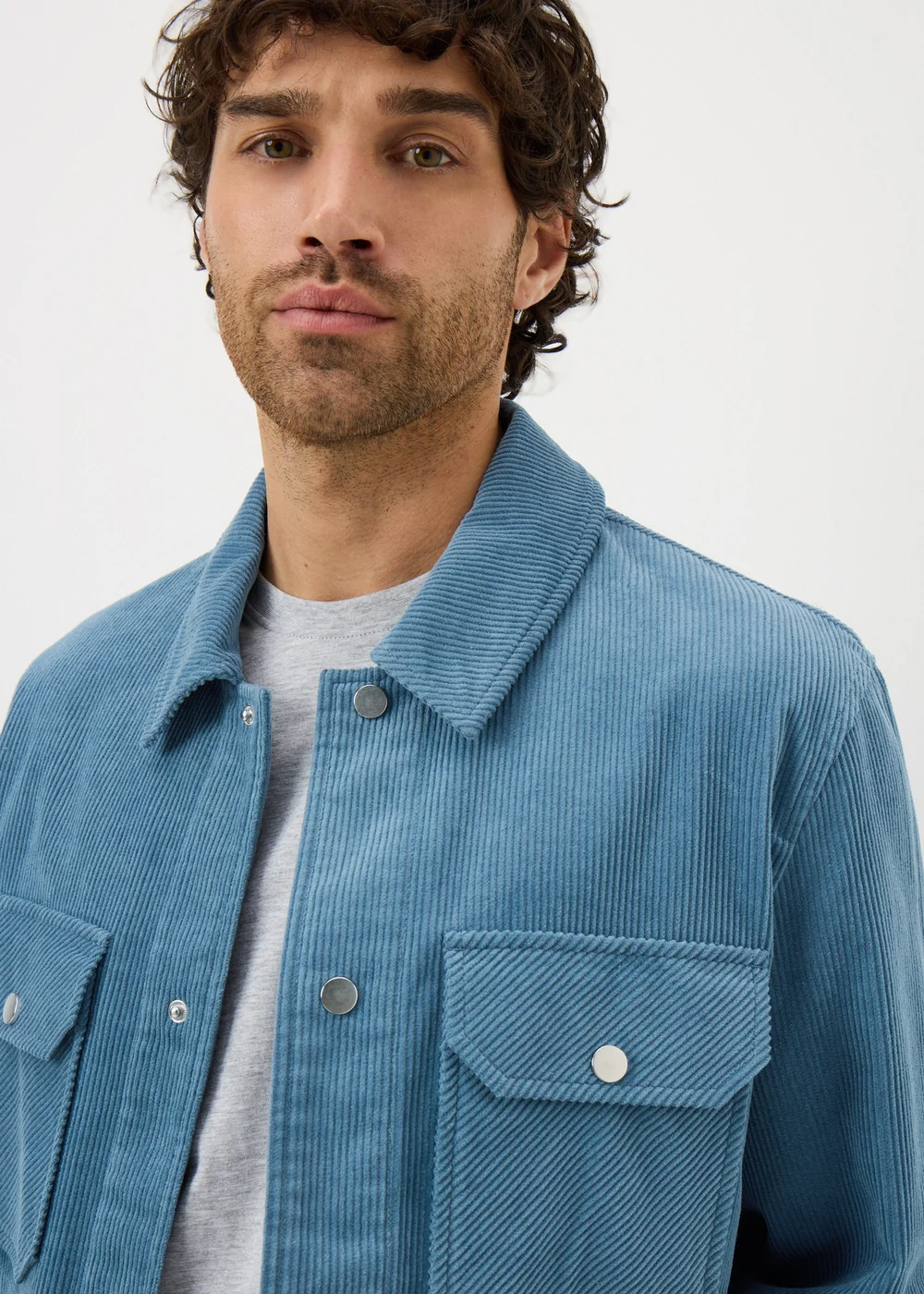 Light Blue Cord Shacket - M Image 2