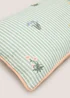Green Stripe Floral Embroidered Cushion Image 2