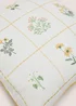 White Cotton Floral Embroidered Cushion Image 2