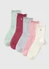 5 Pack Tonal Floral Frill Ankle Socks - One Size Image 1