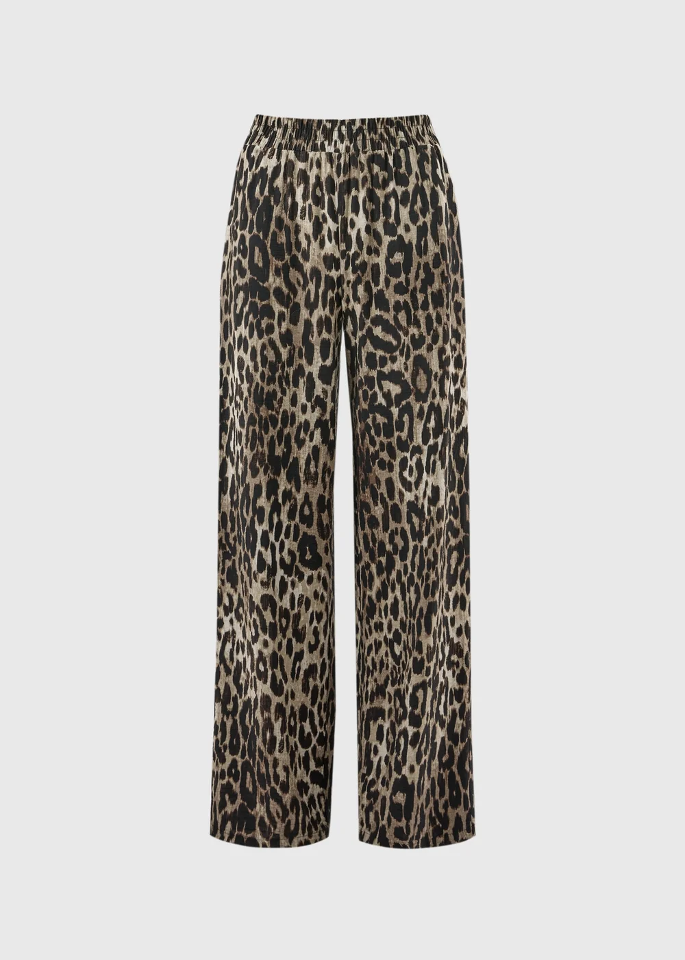 Papaya Petite Brown Leopard Print Wide Leg Co Ord Trousers - Size 6 Image 1