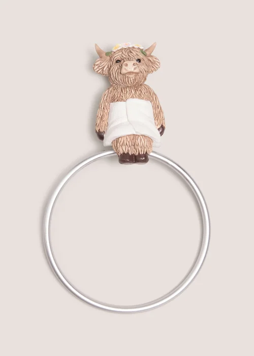 Highland Cow Wall Towel Ring Image 1