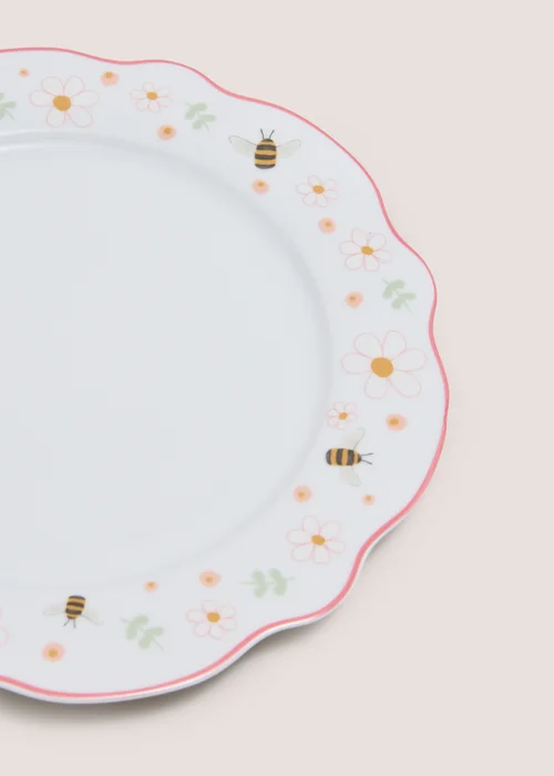 White Spring Scalloped Dinner Plate Image 2