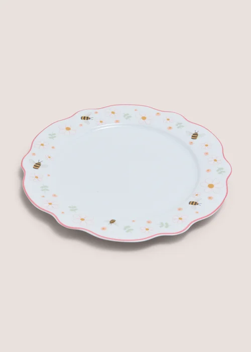 White Spring Scalloped Dinner Plate Image 1