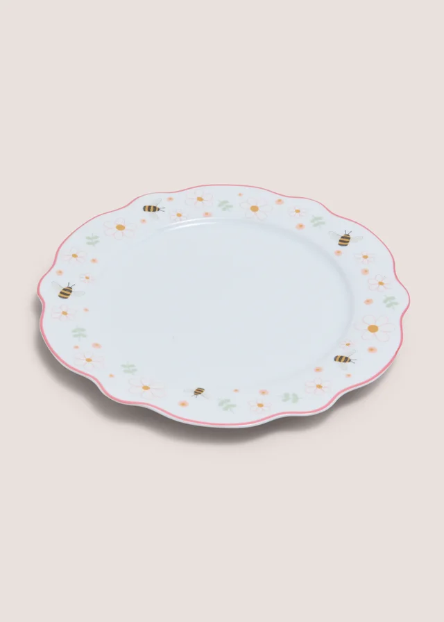 White Spring Scalloped Dinner Plate
