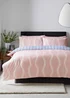 Pink Wavy Striped Reversible Duvet Set - Single Image 1