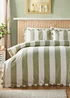 Green Wide Stripe Pleated Duvet Set - Double Image 1