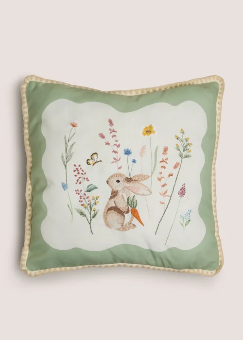 Bunny Embroidered Cushion Image 1