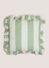 Green Stripe Frill Edge Cushion Image 1