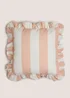 Pink Bold Stripe Frill Edge Cushion Image 1