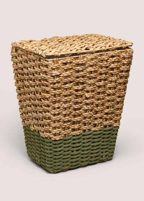 Green Woven Rope Laundry Basket Image 1