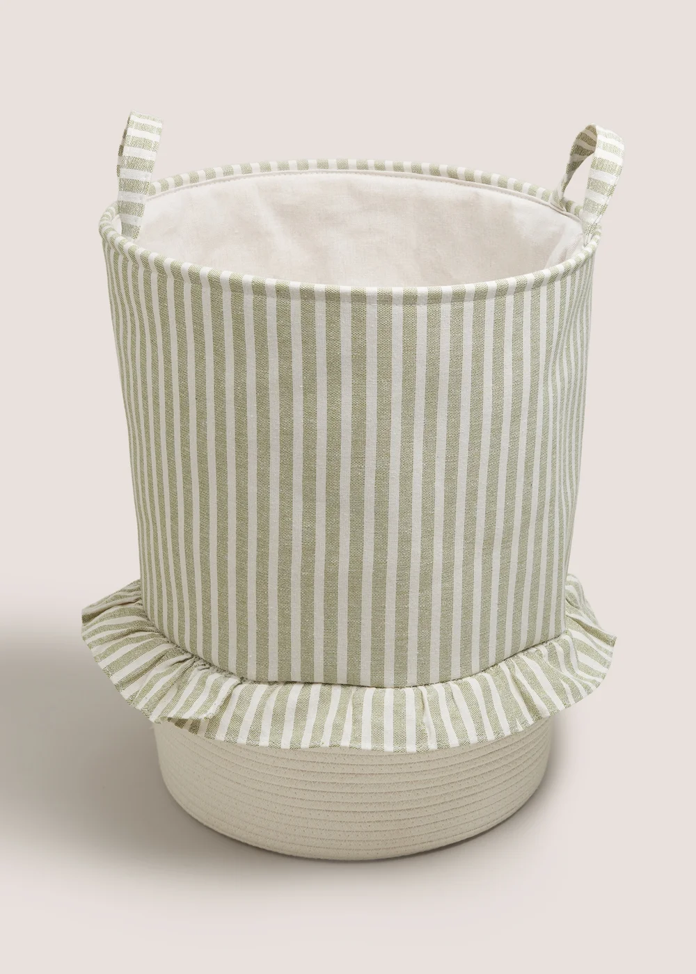 Green Stripe Laundry Basket Image 1