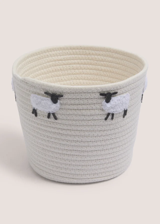 White Sheep Small Storage Basket