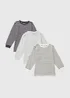 3 Pack Boys Grey Stripe Tops (7-15yrs) - Age 7 Years Image 1