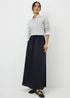 Navy Satin Drawstring Maxi Skirt - Size 8 Image 1