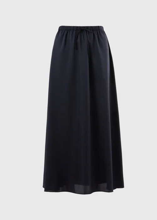 Navy Satin Drawstring Maxi Skirt - Size 8 Image 2