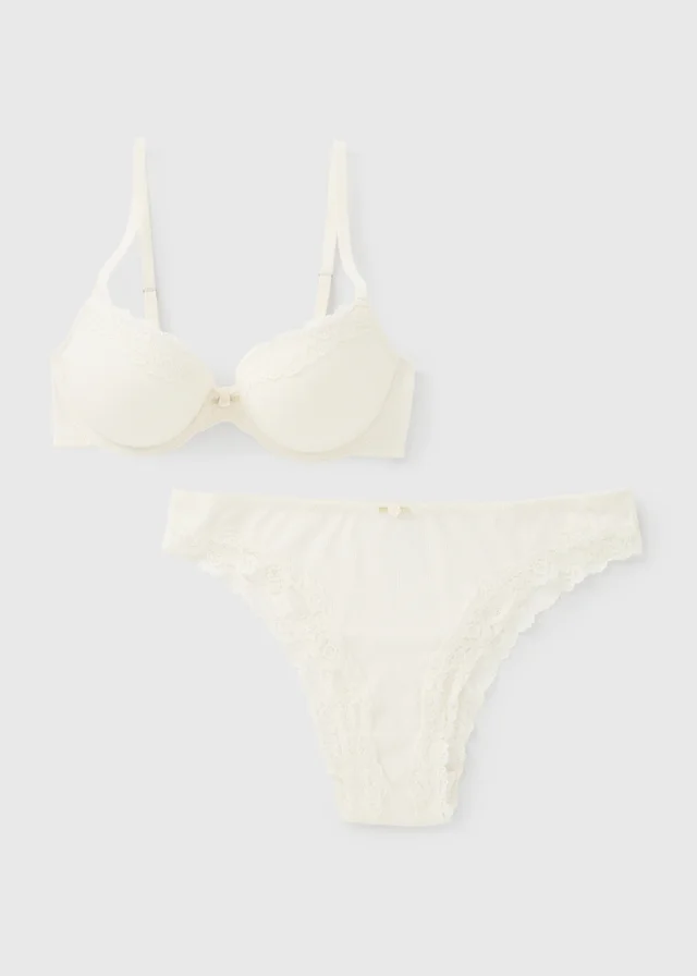 Cream Modal T-Shirt Bra & High Leg Knickers Set