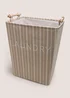 Beige Striped Laundry Basket Image 1
