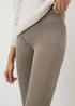 Beige Ribbed Flare Side Split Leggings - S Image 3