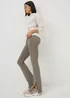 Beige Ribbed Flare Side Split Leggings - S Image 2