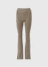 Beige Ribbed Flare Side Split Leggings - S Image 4