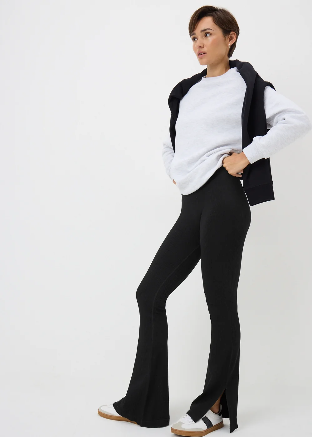 Black Washed Flare Leggings - S Image 2