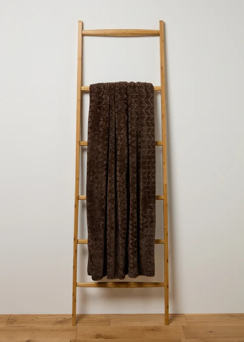 Chocolate Brown Embossed Fleece Throw Image 1