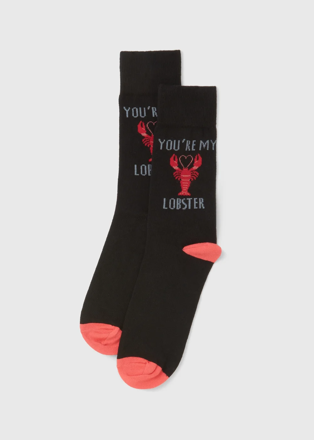Black 'You're My Lobster' Valentines Socks - Sizes 6 - 8.5 Image 1