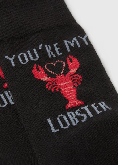 Black 'You're My Lobster' Valentines Socks - Sizes 6 - 8.5 Image 2