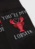 Black 'You're My Lobster' Valentines Socks - Sizes 6 - 8.5 Image 2