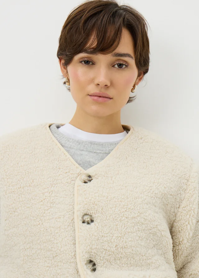 Cream Reversible Borg Jacket