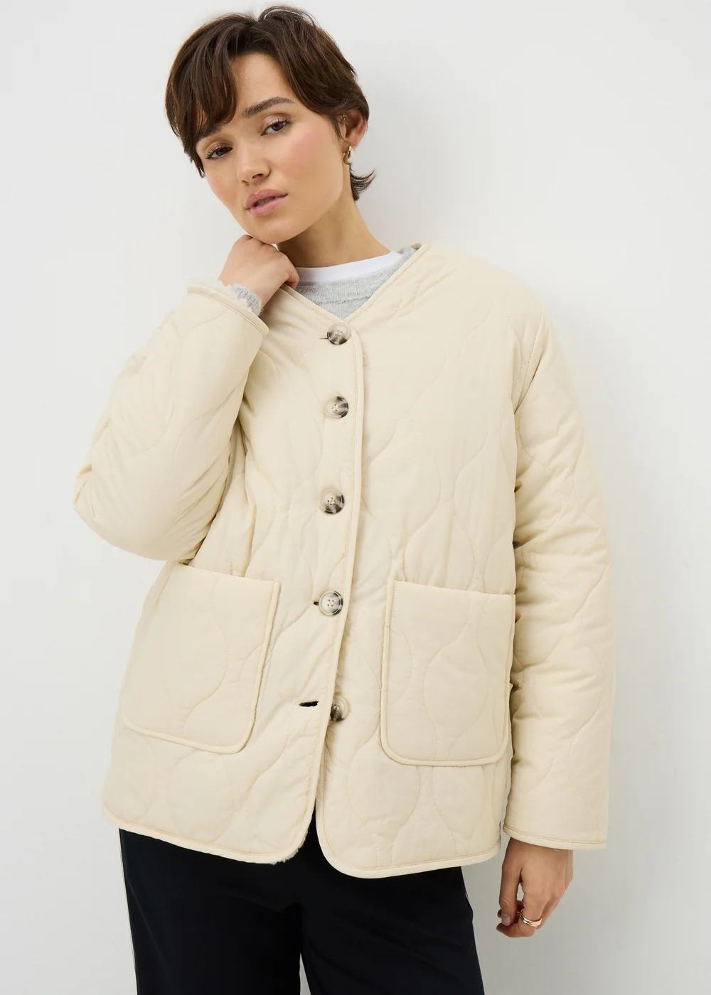 Cream Reversible Borg Jacket - 3XL Image 3