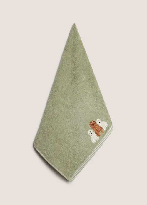 Green Cockapoo Embroidered Hand Towel - Hand Towel Image 1