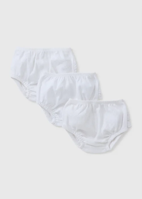3 Pack Baby White Frill Knickers (Newborn-23mths) - Up to 1 Month Image 1