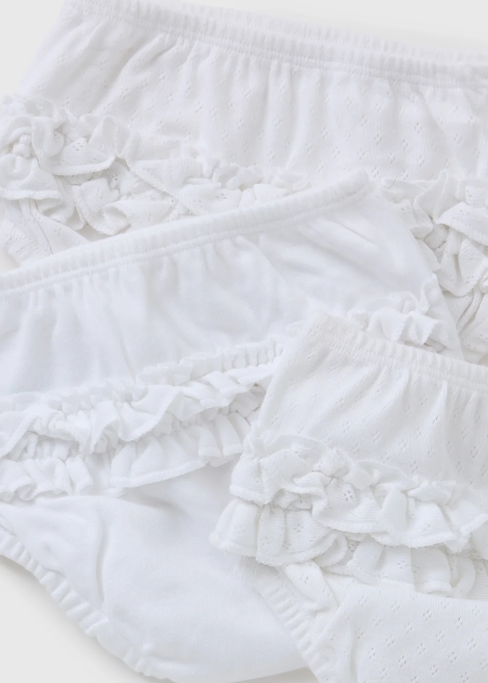 3 Pack Baby White Frill Knickers (Newborn-23mths) - Up to 1 Month Image 2