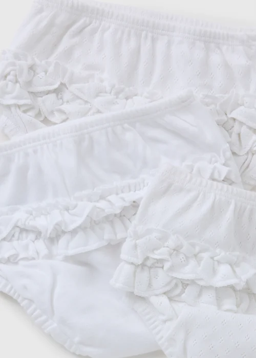 3 Pack Baby White Frill Knickers (Newborn-23mths) - Up to 1 Month Image 2
