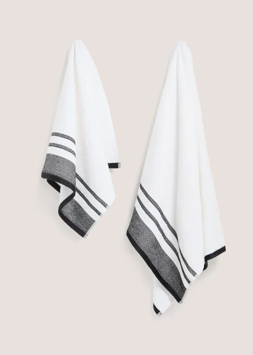 Black Dobby Border Towels - Hand Towel Image 1