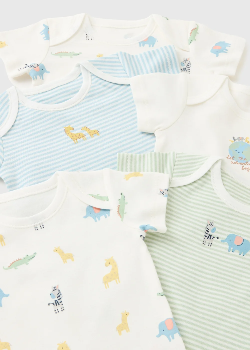 5 Pack Baby Multicolour Safari Bodysuits (Newborn-23mths) - First Size Image 2