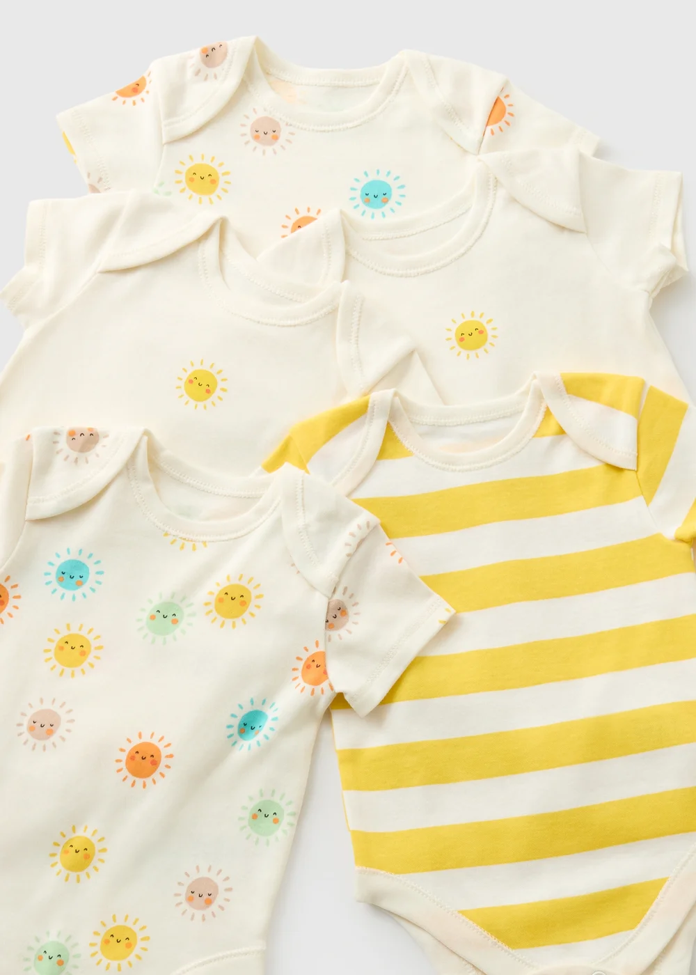 5 Pack Baby Multicolour Sun Bodysuits (Newborn-23mths) - First Size Image 2