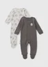 2 Pack Baby Grey Milk Club Sleepsuits (Newborn-23mths) - First Size Image 1