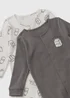 2 Pack Baby Grey Milk Club Sleepsuits (Newborn-23mths) - First Size Image 2