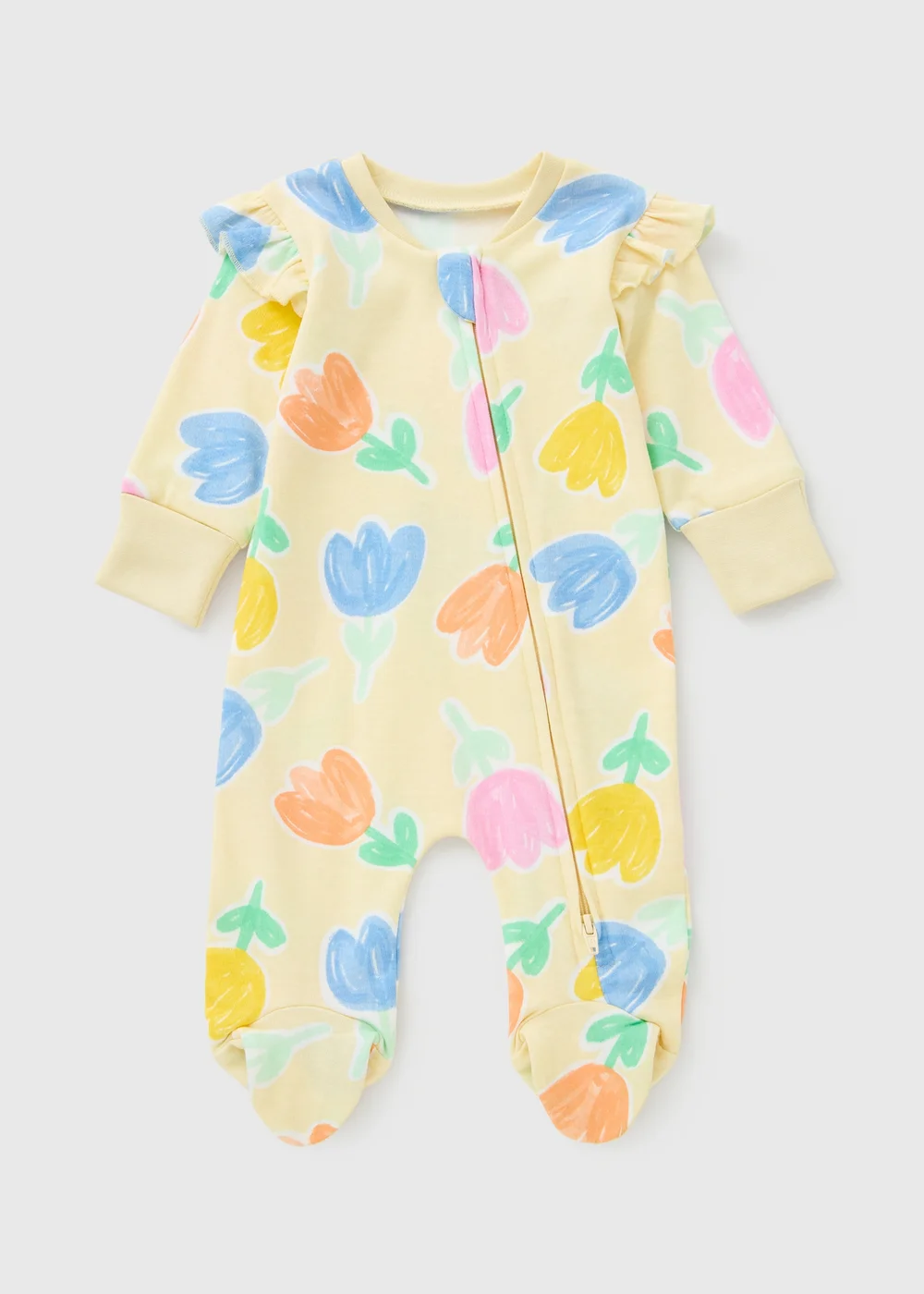 Baby Yellow Tulip Zipped Sleepsuit (Newborn-23mths) - First Size Image 1