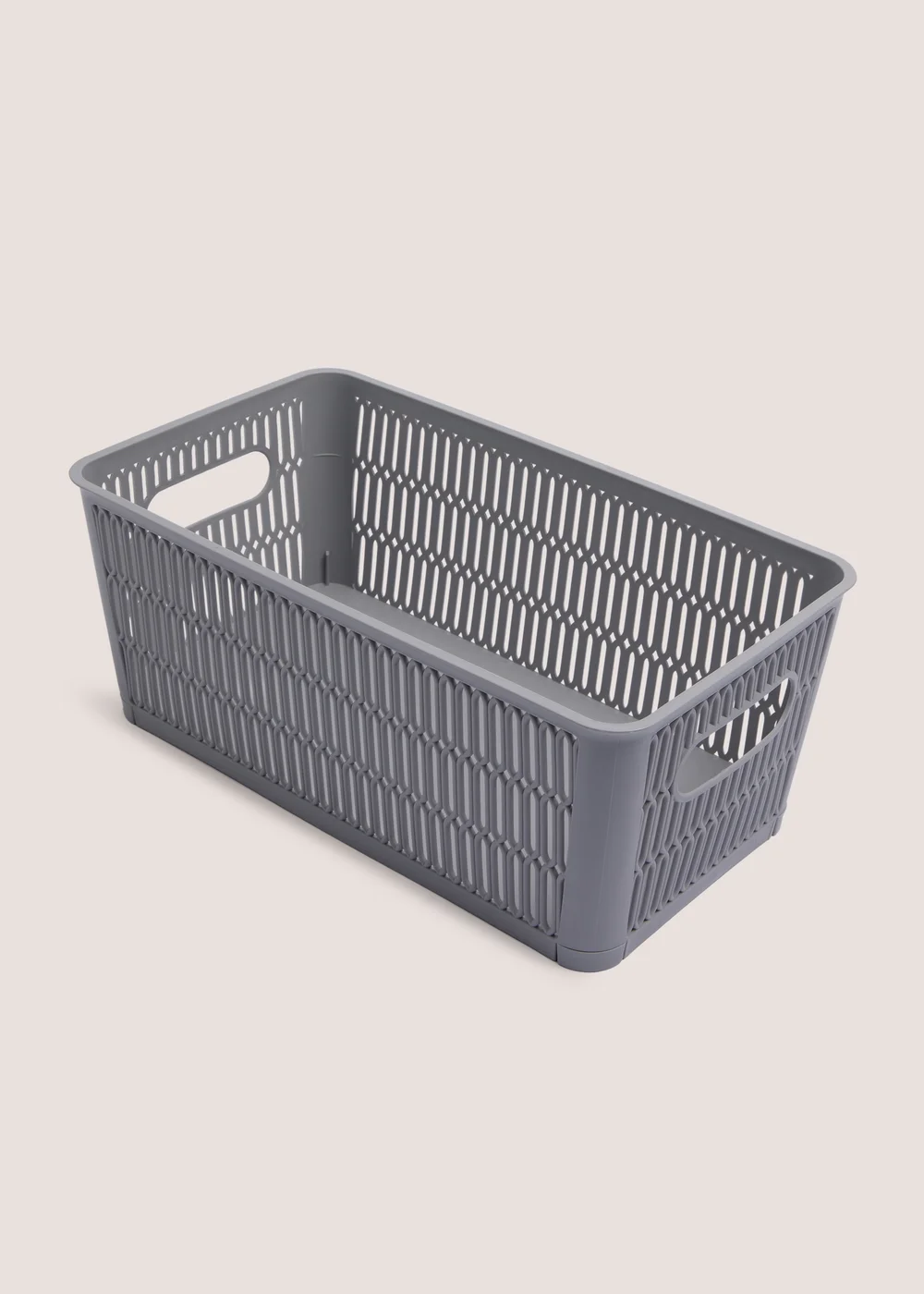 Grey Plastic Medium Storage Basket Image 1