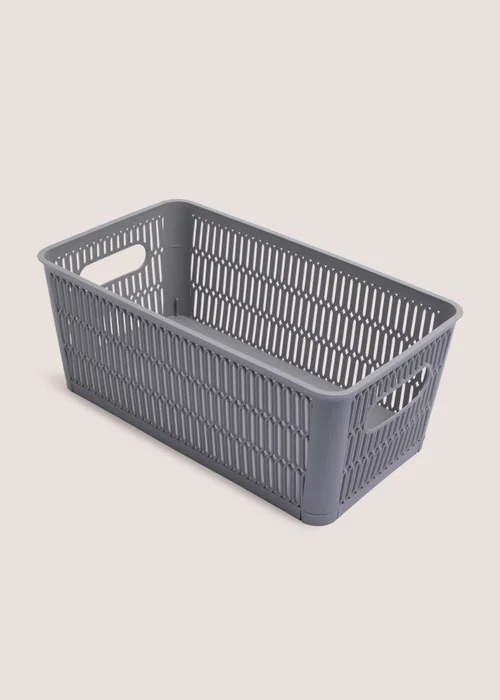 Grey Plastic Medium Storage Basket Image 1