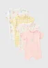 4 Pack Baby Pink Floral Rompers (Newborn-18mths) - First Size Image 1