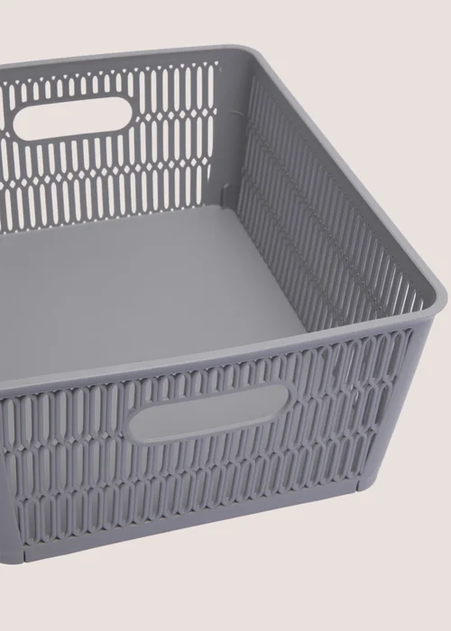 Grey Plastic Large Storage Basket Image 2