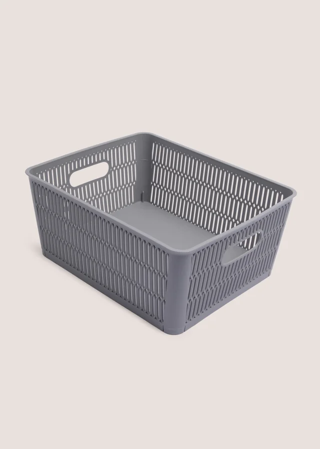 Grey Plastic Large Storage Basket